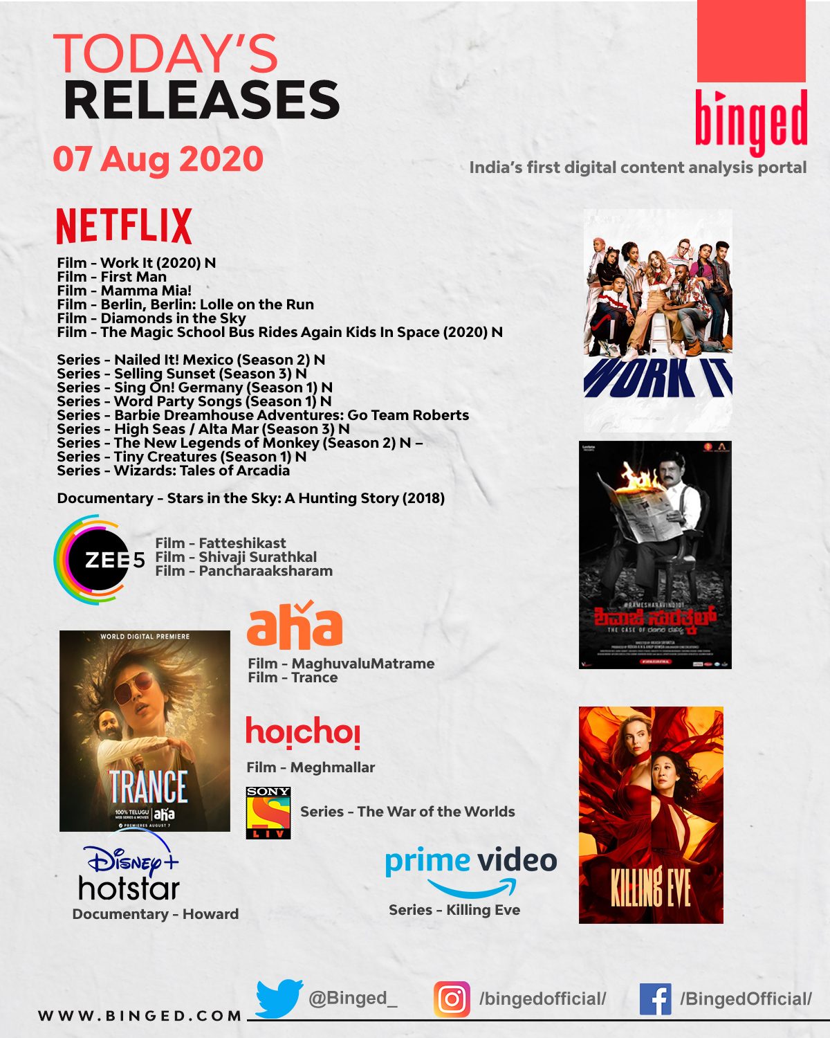 binged Daily Release Dates_07 Aug 2020-